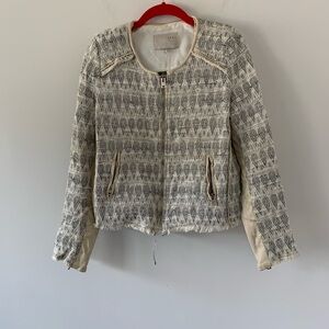 IRO Black and White Patterned Bomber Jacket